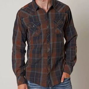 Men’s BKE Vintage Sebastian Shirt Navy and Orange Size M